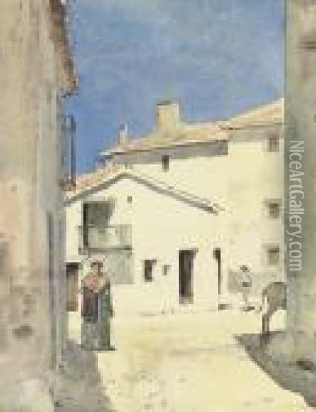 A Street In Denia, Spain Oil Painting - Frederick Childe Hassam