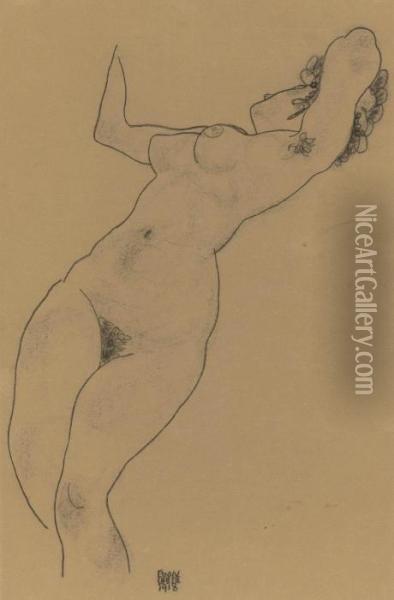 Liegender Akt Oil Painting - Egon Schiele