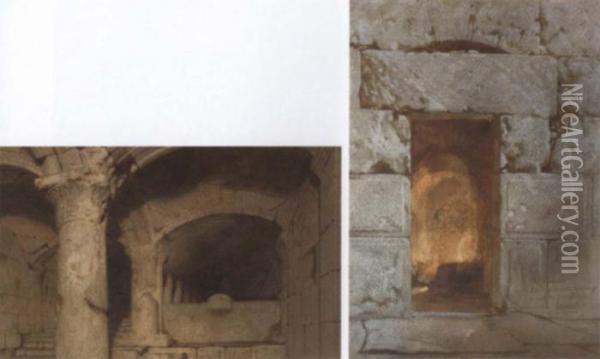 Ancient Vestibule Beneath The Temple Area Oil Painting - Carl Haag