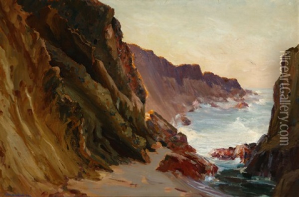 Early Morning, Arch Beach, Laguna Oil Painting - Jean Mannheim