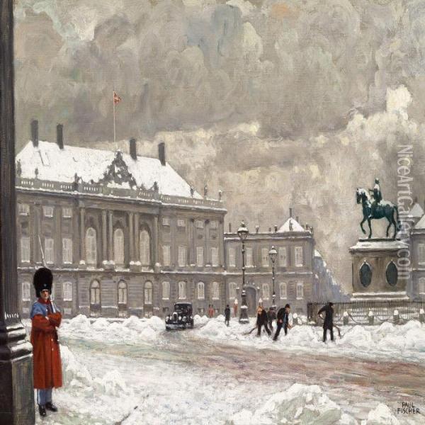 Amalienborg Square Oil Painting - Paul-Gustave Fischer