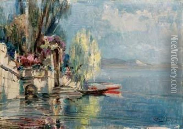 Villa Sul Lago Oil Painting - Giuseppe Solenghi