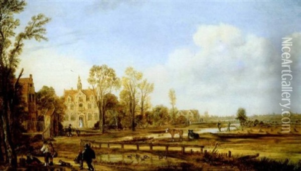 Paysage Des Environs De Haarlem Oil Painting - Aert van der Neer