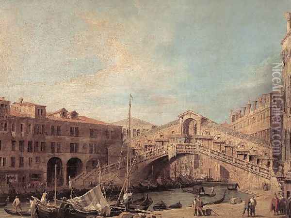 Grand Canal The Rialto Bridge From The South Oil Painting - (Giovanni Antonio Canal) Canaletto