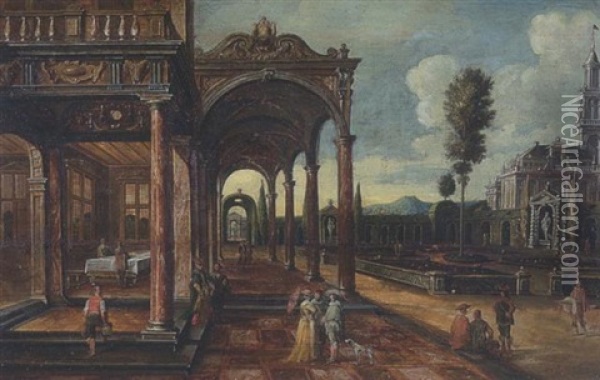 Phantastische Palastarchitektur Mit Einem Renaissancegarten Oil Painting - Hans Vredeman (Jan) de Vries
