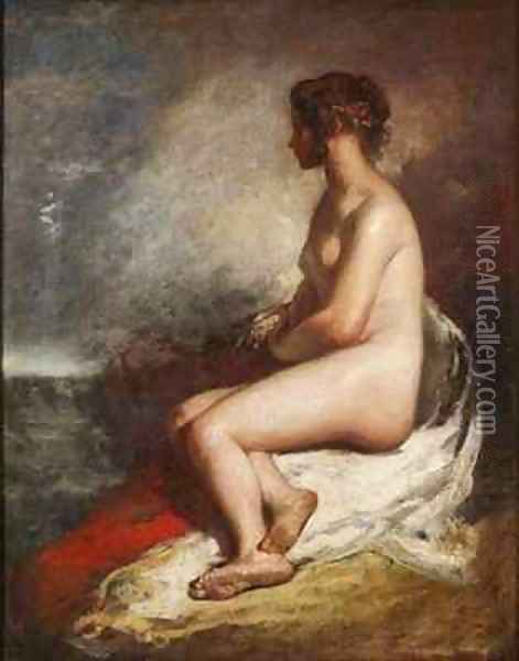 Study of a Seated Nude Oil Painting - William Etty