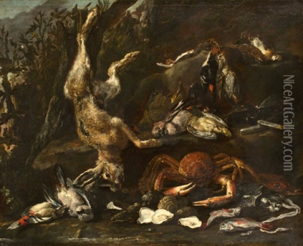 Hunting Still Life With Hare And Other Animals Oil Painting - Jan Fyt