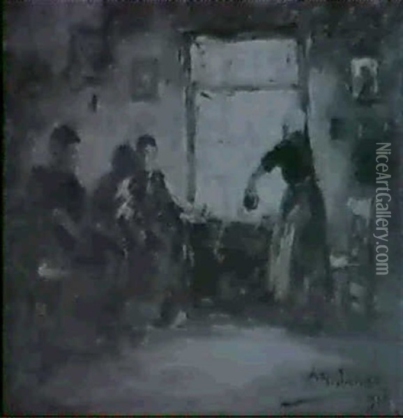 Les Deux Assis En Hollande Oil Painting - Armand Gustave Gerard Jamar