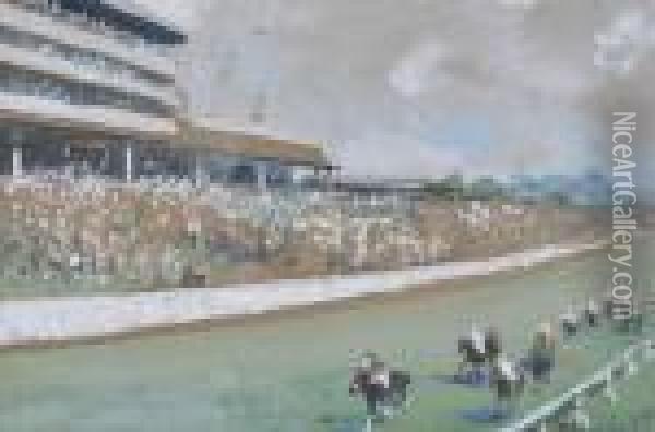Horse Racing Scene Oil Painting - John Emms