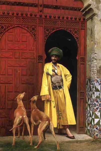 An Arab And His Dogs Oil Painting - Jean-Leon Gerome