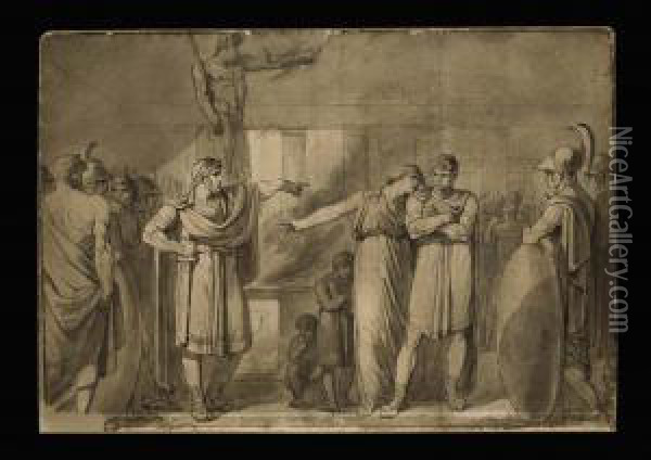 Cleombrotus Ordered Into Banishment By Leonidas Ii, King Of Sparta Oil Painting - Bartolomeo Pinelli