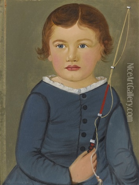 Portrait Of A Boy Holding A Toy Whip Oil Painting - William Matthew Prior