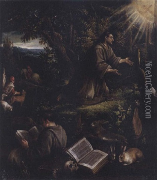 Saint Francis Receiving The Stigmata Oil Painting - Francesco Bassano the Younger