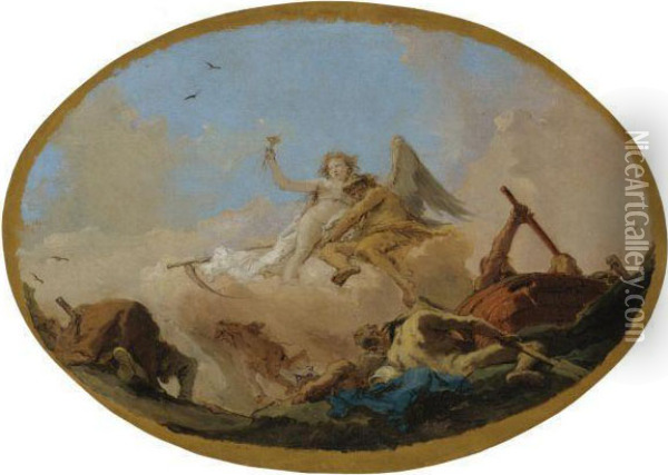 Time Discovering Truth Oil Painting - Giovanni Battista Tiepolo