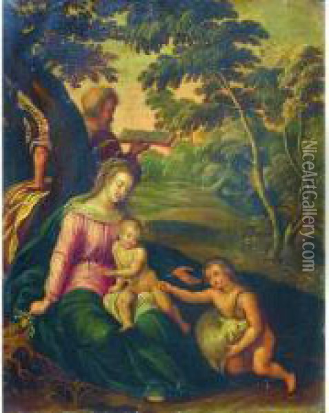 sainte Famille Et Saintjean-baptiste Oil Painting - Cornelis de Baellieur