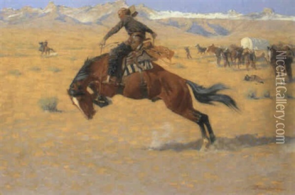 Cold Morning On The Range Oil Painting - Frederic Remington