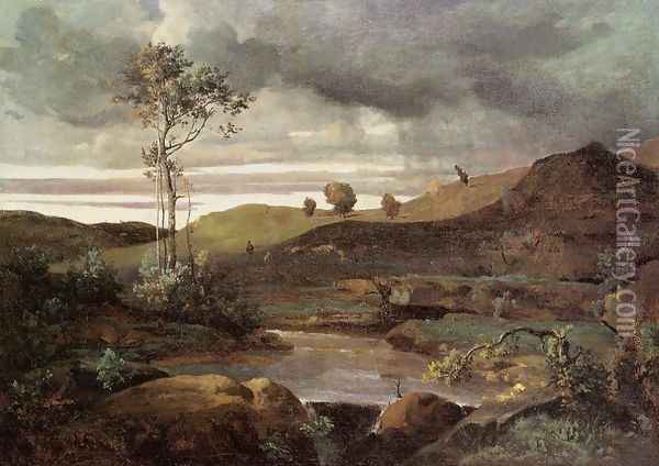 The Roman Countryside in Winter Oil Painting - Jean-Baptiste-Camille Corot