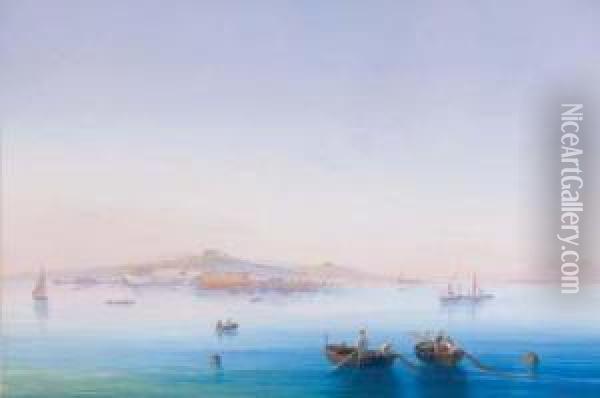 Napoli Dal Mare Oil Painting - Gioacchino La Pira