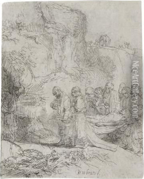 Christ Carried To The Tomb Oil Painting - Rembrandt Van Rijn