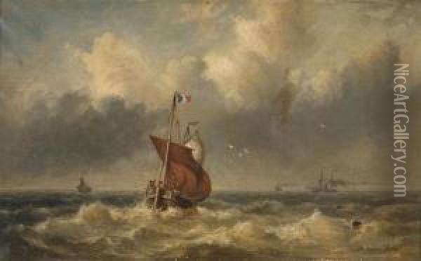 Ships At Sea Oil Painting - Bartol Wilhelm Van Laar