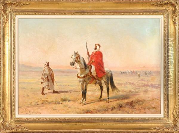 Bedouin On Horseback Oil Painting - Olivier Pichat
