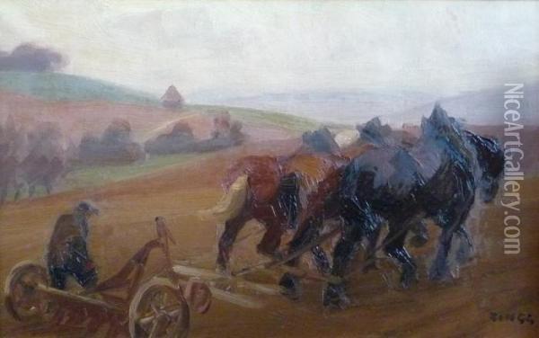 Le Labour Oil Painting - Jules Emile Zingg