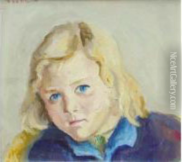 Portrait De Fillette Blonde Oil Painting - Maurice Asselin