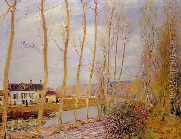 The Loing Canal at Moret Oil Painting - Alfred Sisley