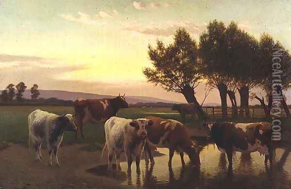 Evening near Amberley, 1923 Oil Painting - William Sidney Cooper