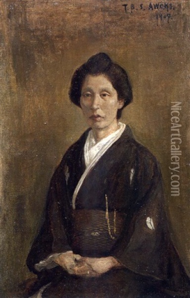 Portrait Of Chika Tani Oil Painting - Shigeru Aoki