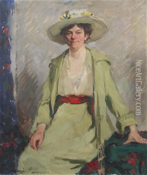 Portrait Einer Dame Mit Hut Oil Painting - Peter Kalman