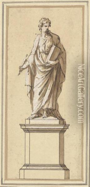 Study For A Statue Of John Locke Oil Painting - John Michael Rysbrack