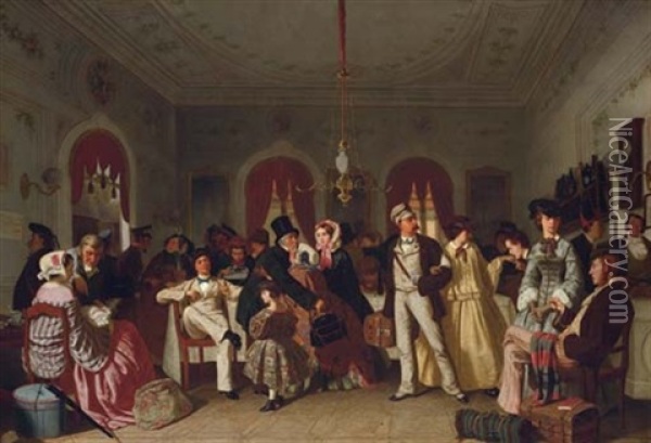 The First And Second-class Waiting Room Oil Painting - Carl Henrik d' Unker