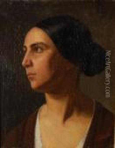 Volto Femminile Oil Painting - Domenico Morelli