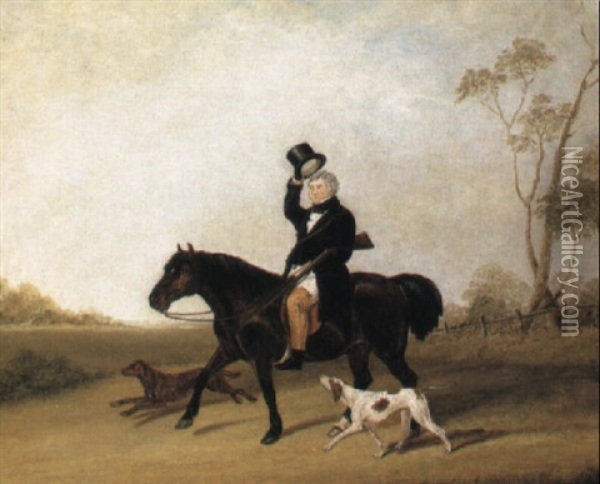 A Gentleman Out Shooting Oil Painting - Abraham Cooper