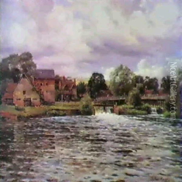 The Thames At Streatley Oil Painting - Louis Aston Knight