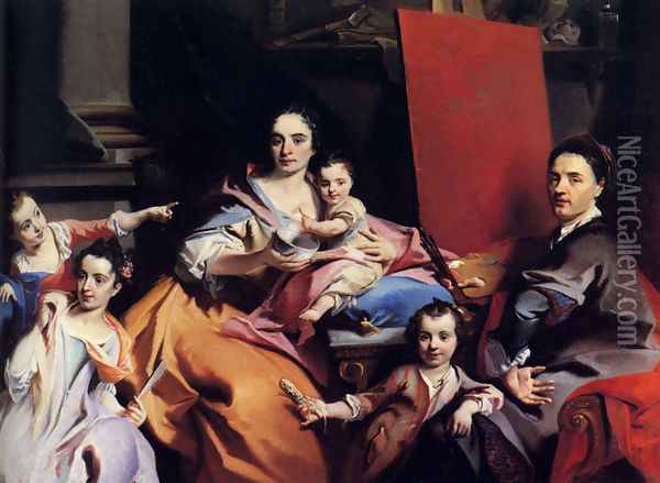 Self-Portrait With The Family Oil Painting - Carlo Innocenzo Carloni