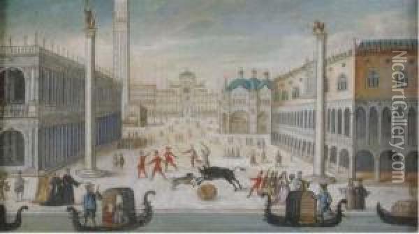 View Of The Piazzetta Oil Painting - Johann Wilhelm Baur