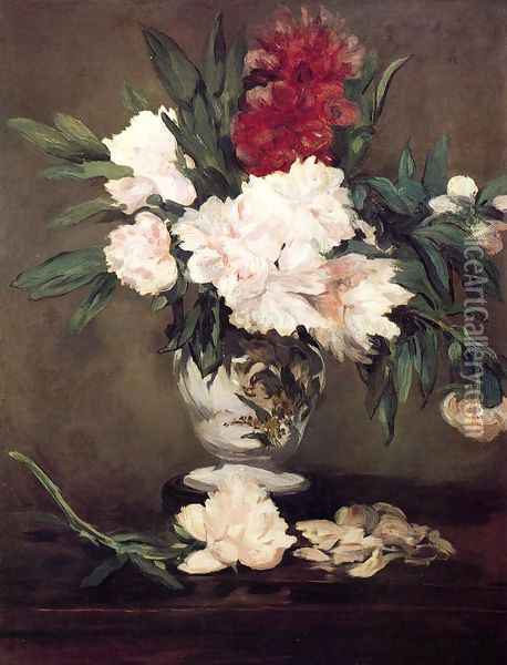 Peonies In A Vase Oil Painting - Edouard Manet