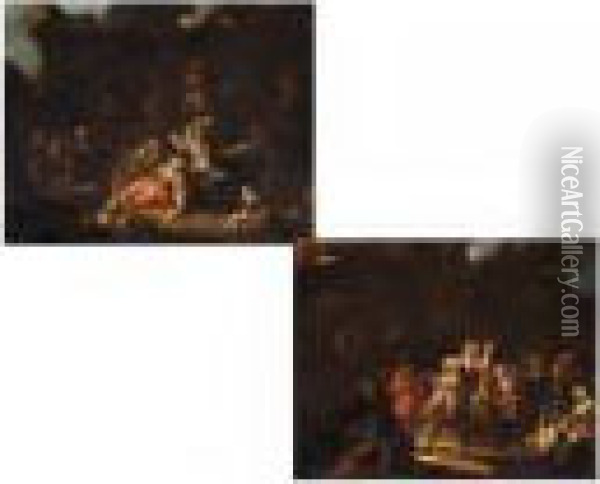 Gemaldepaar:
 Entfuhrung Einer Adeligen Dame Oil Painting - Louis Joseph, Dit Watteau De Lille