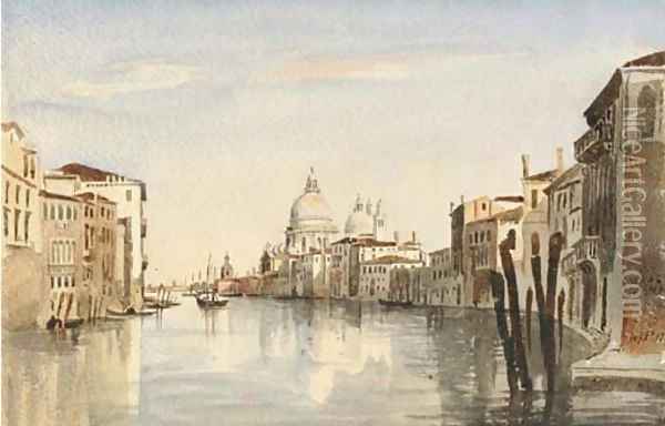 View of Santa Maria della Salutefrom the Grand Canal Oil Painting - Harriet Cheney