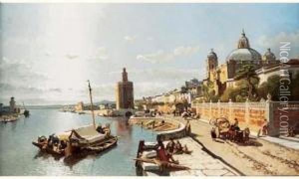 Vue De Seville Oil Painting - Francois Antoine Bossuet