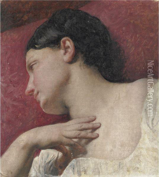Testa Di Donna (studio Dal Vero) Oil Painting - Francesco Paolo Hayez