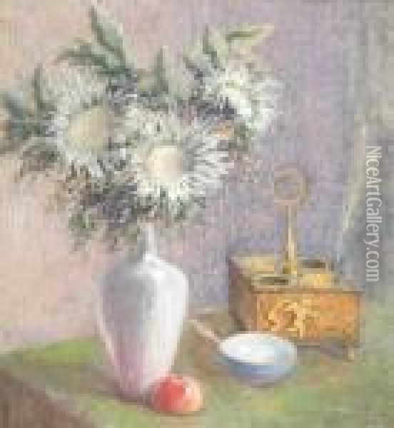 Vase De Chardons Et Encrier Oil Painting - Pierre Ernest Prins