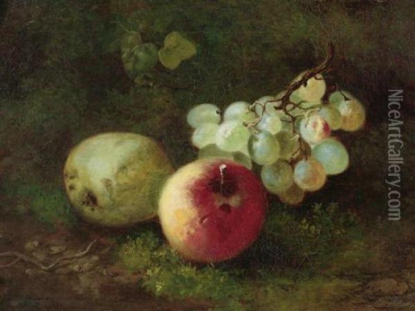 Stillleben Mit Apfel, Birne Und Trauben. Oil Painting - Elisabeth A. Lilley