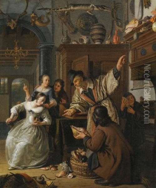 The Curiosity Seller Oil Painting - Cornelis De Man
