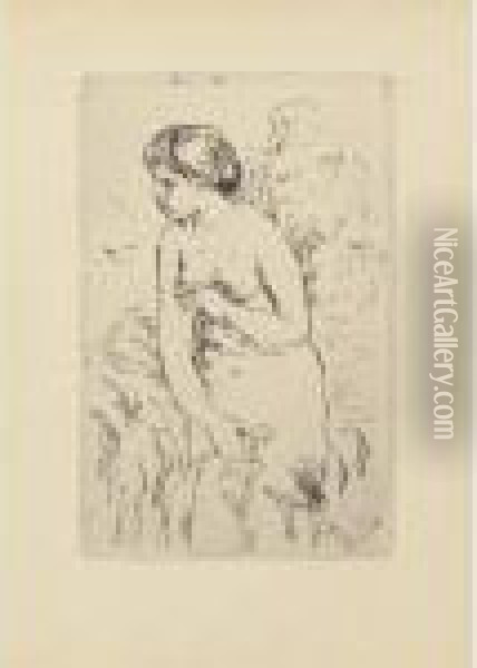 Baigneuse Debout, A Mi-jambes (d.; S. 23) Oil Painting - Pierre Auguste Renoir