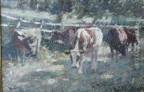 Cattle Oil Painting - Harry Filder