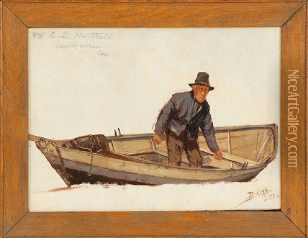 Fisherman In A Dory Oil Painting - Milton James Burns