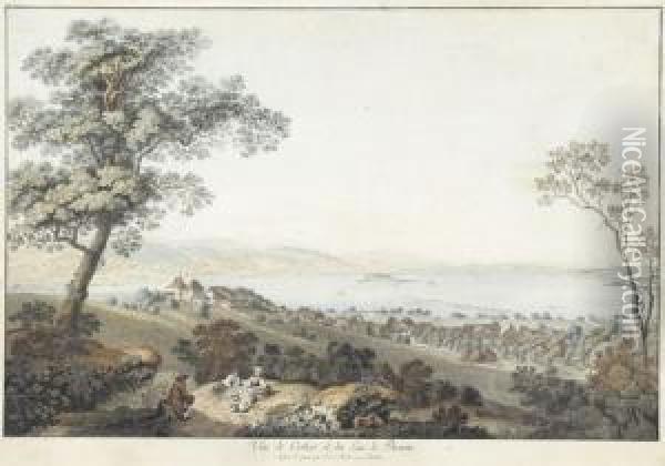 Vue De Cerlier Et Du Lac De Bienne Oil Painting - Johann Ludwig Aberli